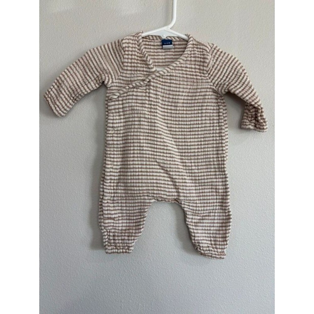 Old Navy brown and white striped romper